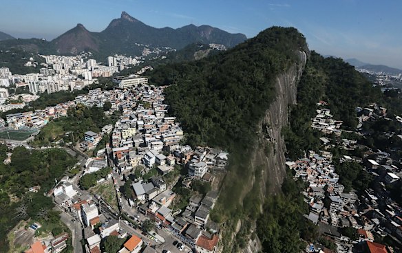 Hillside favela in Rio de Janeiro. Around 1.4 million residents, or approximately 22 percent of Rio's population, reside in favelas.  
