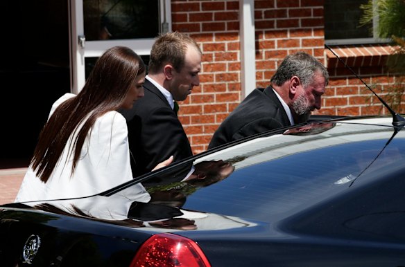 Phillip Hughes funeral at Macksville High School. The family arrive.
Photo: Edwina Pickles. 