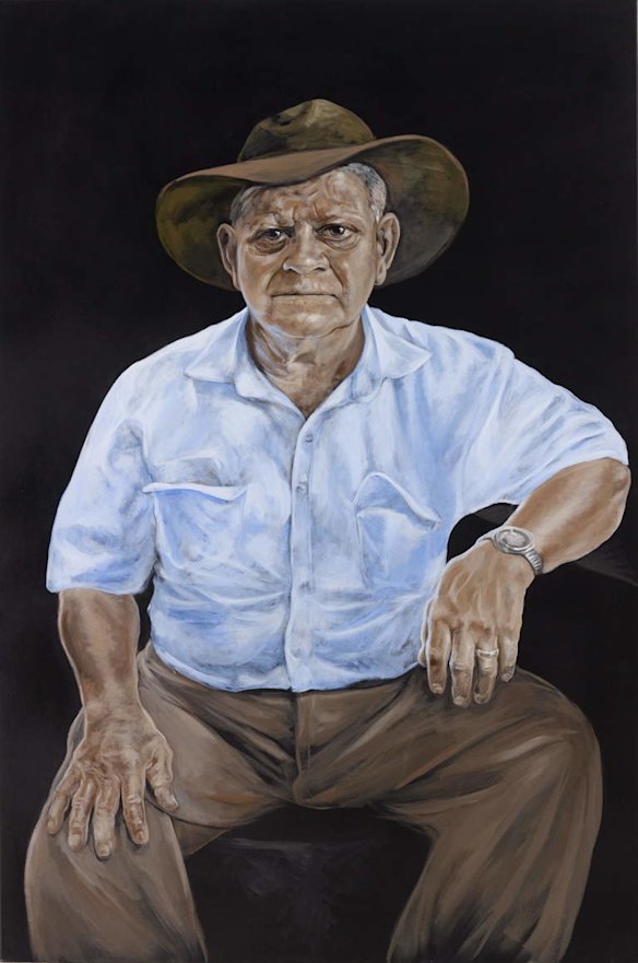 The Archibald Prize 2013 Julie Dowling, Wilfred Hicks Acrylic, red ochre on canvas  152.4 x 110.6cm