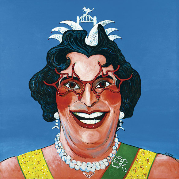 Martin Sharp’s Her Majesty Edna the First a 1977 Archibald finalist.