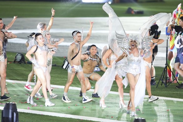 Participants are seen during celebrations at the 2022 Mardi Gras parade.