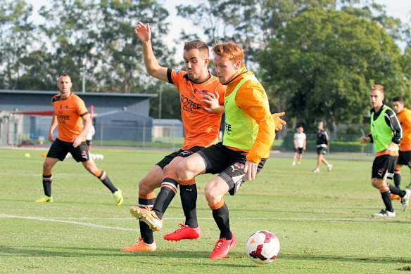 Brisbane Roar players training session at Ballymore Stadium ahead of the A-League 2014 Grand Final.