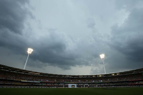 Storm clouds over the Gabba.