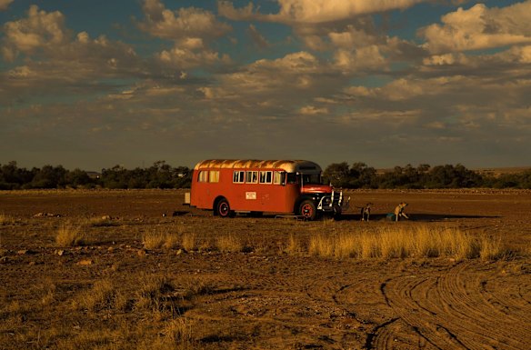 "One of the last ‘Red-Rocket’ buses in service with Betoota Buslines. After a spate of vandalism, Betoota Buslines assigned each bus a guard dog. Sometimes even two." 