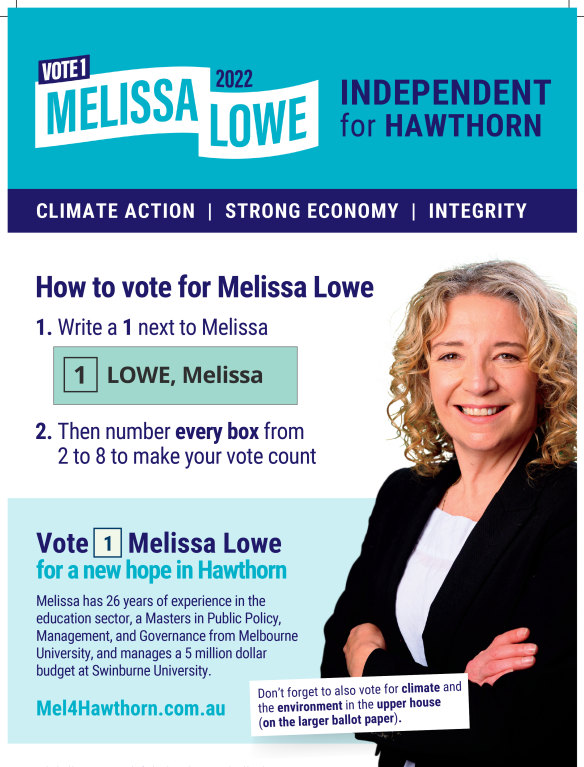 The how to vote card Lowe’s campaigners are now handing out at pre-poll stations.
