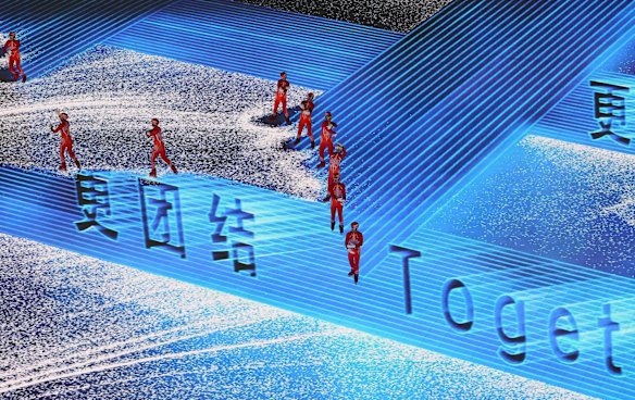 A wintry wonderland was created for thousands of athletes representing 90 countries and territories who marched around the stadium. 