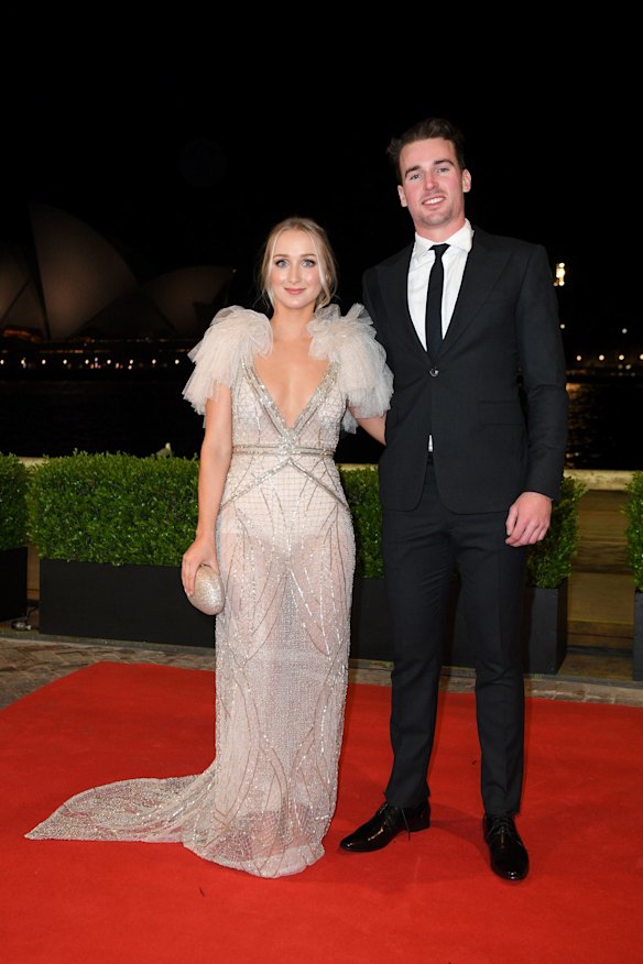 Parramatta Eels player Clint Gutherson and Jesse Arena arrive at the Dally M Awards.