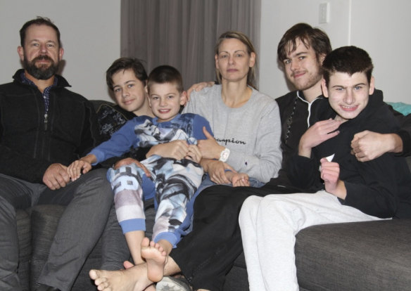 Brad and Fiona Dunn with their boys Lachie, Campbell, Joel and Harry.  