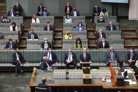 Treasurer Josh Frydenberg during the Budget speech.