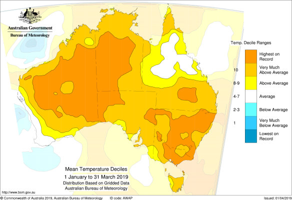 Australia has experienced its hottest first quarter on record.
