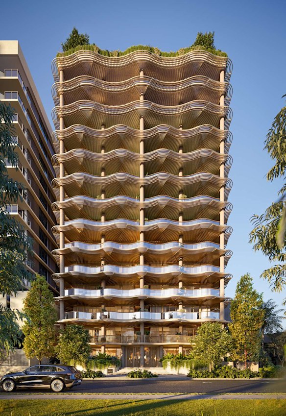 Impressão artística dos apartamentos Casamia em West End. 