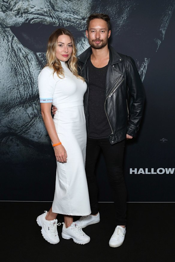 Lisa Clark and Simon Hancock at the Halloween premiere.