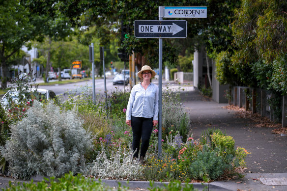 Emma Cutting at a bee garden she created with the local community.