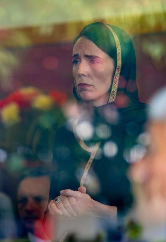 "Religious": Prime Minister Jacinda Ardern visits members of the Muslim community in Christchurch on Saturday following Friday's mosque massacres.