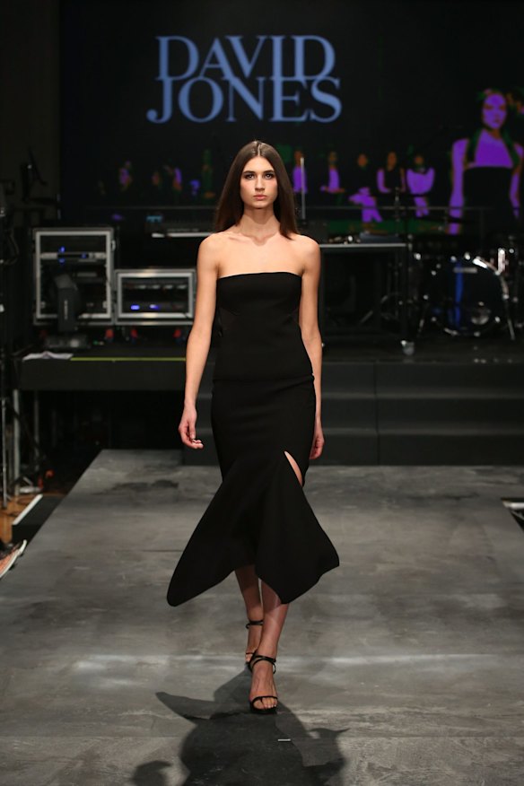 A model showcases designs by Dion Lee.