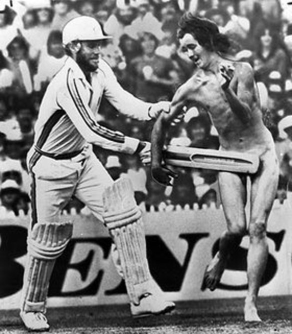 Greg Chappell has a run-in with a streaker.