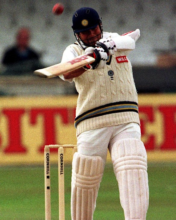 1996. Belting a six at Nottingham.