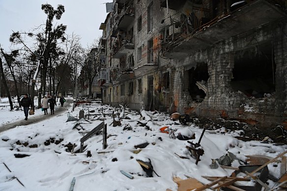 The Nova Bavariya area of Kharkiv has been turned into a wasteland.
