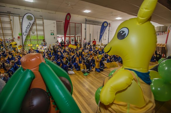 Giralang Primary school. The school where Olympic 400 meter hurdler teaches excitedly watches her compete in the semi-final event at the Rio Olympic games.