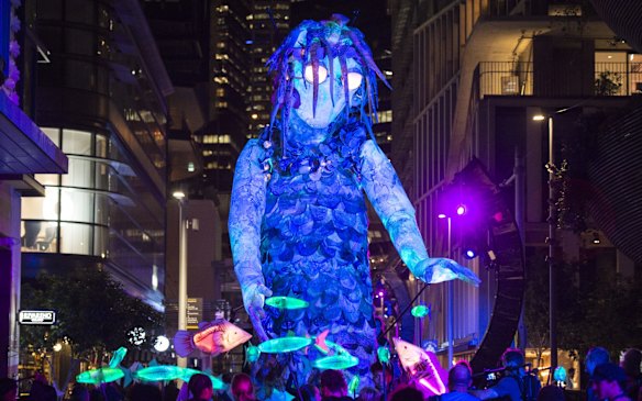 Animated puppet at Vivid at Barangaroo.