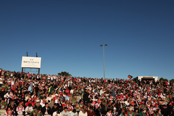 Dragons fans on the hill at Kogarah on Saturday afternoon.