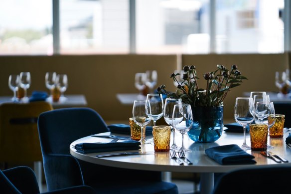 Franklin chef David Moyle's dining room on level two at Lexus Pavillion at Flemington Birdcage 2016, dish of poached pork neck, must credit Kristoffer Paulsen