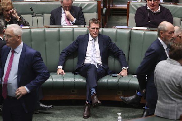 Industry, Science and Technology Minister Christian Porter during a division in the House of Representatives on Tuesday 1 June.