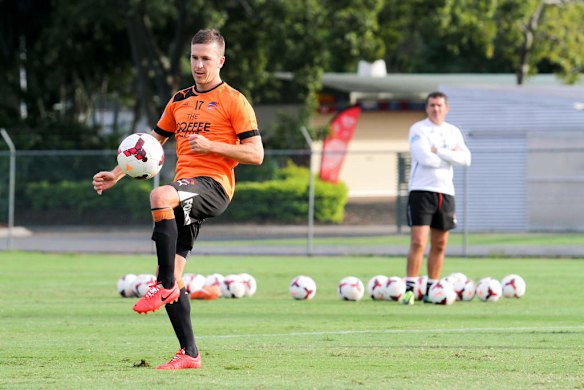 Brisbane Roar players training session at Ballymore Stadium ahead of the A-League 2014 Grand Final.