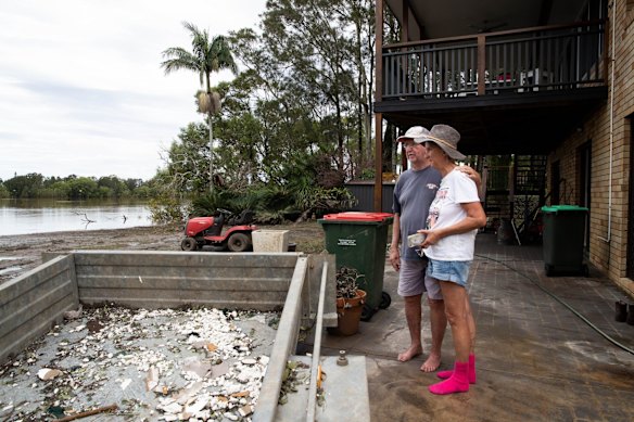 Patrick and Selina Carney at their Wardell home in the Northern Rivers region which had its lower floor inundated with flood waters.