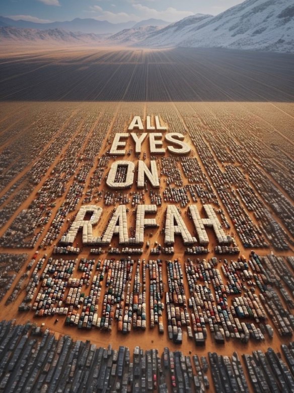 The “All Eyes on Rafah” post, believed to have been created by AI, that has been shared by millions of users on Instagram.