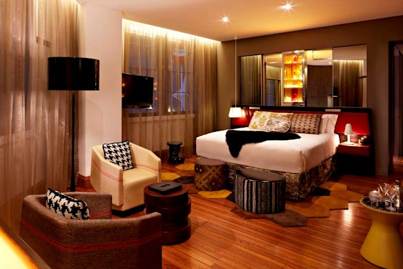 Slightly chaotic design theme ... a room at QT Sydney.
