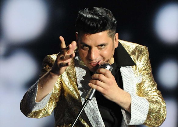 Belgium's entry into the Eurovision 2009 song contest Copycat performs during the first semi-final round in Moscow on May 12, 2009.