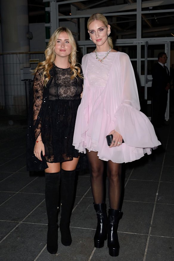 Chiara Ferargni and Valentina Ferragni attending the Giambattista Valli Haute Couture Spring-Summer 2019 show as part of Paris Fashion Week in Paris.