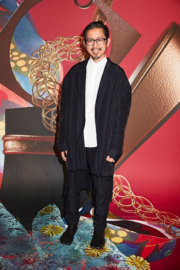 Akira Isogawa arrives at the MAAS Ball at the Powerhouse Museum, Thursday, February 1, 2018. Photos: Chloe Paul