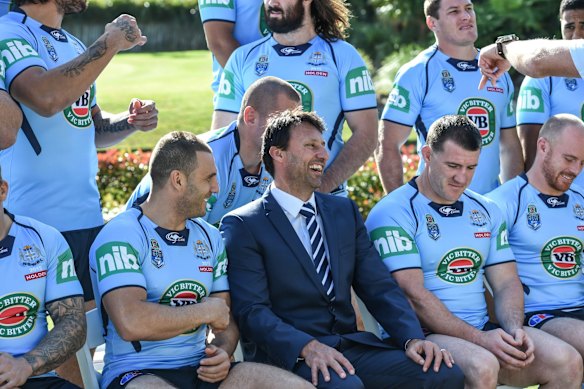 Relaxed: Robbie Farah, Laurie Daley and Paul Gallen.