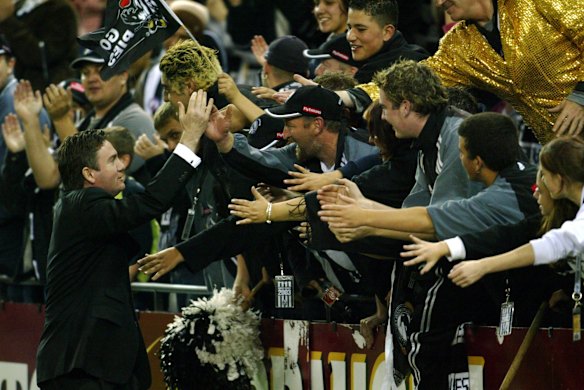'Year of the fan': Eddie McGuire says he doesn't want fans to feel like they are being taken for granted. Eddie with fans in 2003.