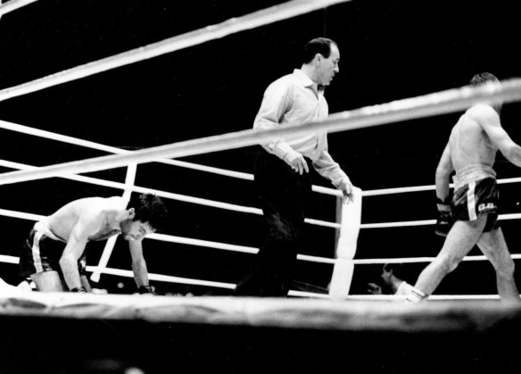 "The second time Rocky dropped after a flurry of punches and was practically helpless."