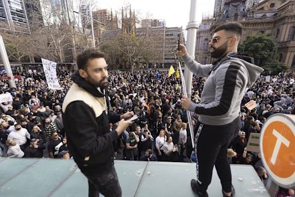 The protesters marched up Broadway and George Street from Victoria Park in Camperdown.