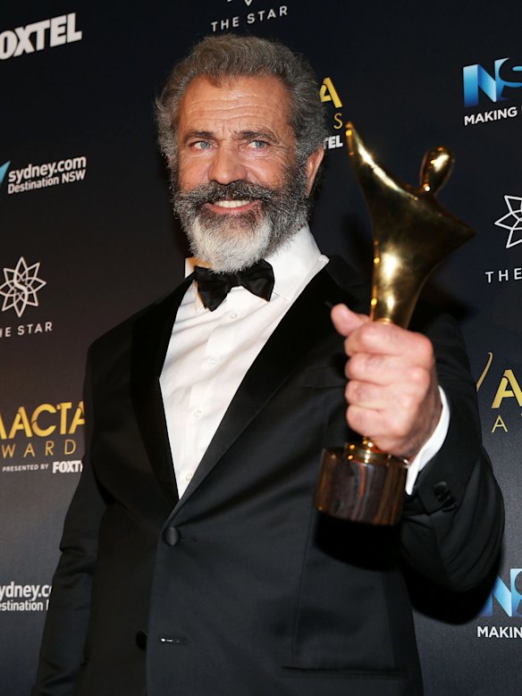 Mel Gibson wins the AACTA Award for Best Direction for Hacksaw Ridge at the 6th AACTA Awards in Sydney, Australia.