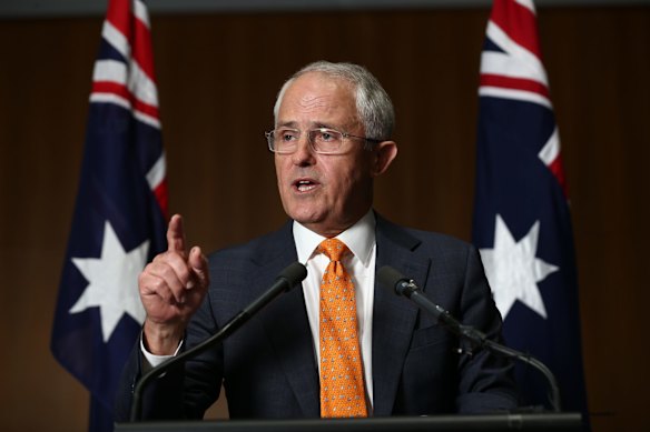 Prime Minister Malcolm Turnbull addresses the media during a press conference at Parliament House in Canberra on Sunday 8 May 2016.
