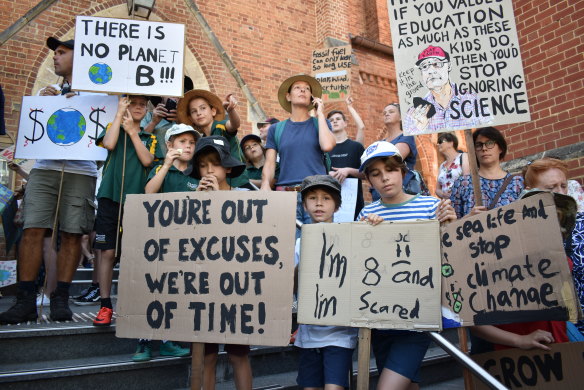 Protesters outside the church on Friday.