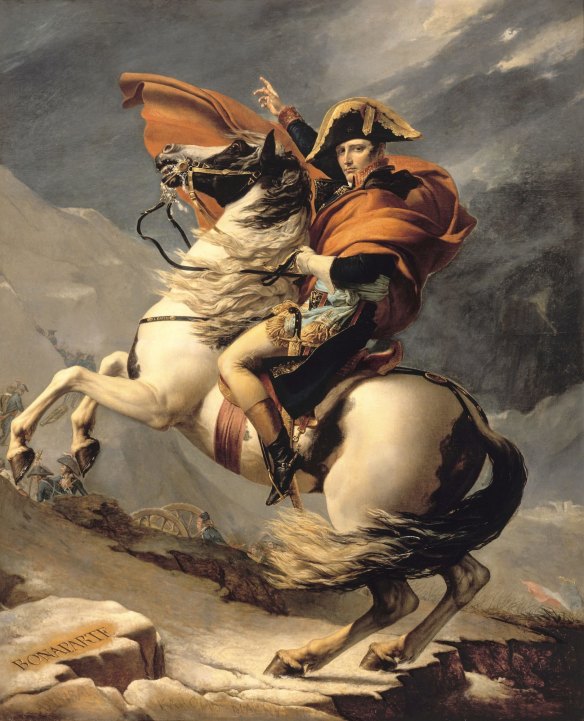 Jacques-Louis David's Napoleon Bonaparte, First Consul, Crossing the Alps at Great St Bernard Pass, 20 May 1800 (1803).