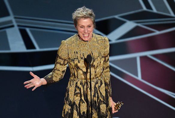 Frances McDormand accepts the Oscar for best performance by an actress in a leading role for <i>Three Billboards Outside Ebbing, Missouri</i>.
