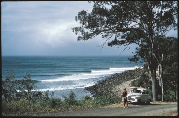 Bob McTavish and the ’48 Holden, Noosa, 1966.