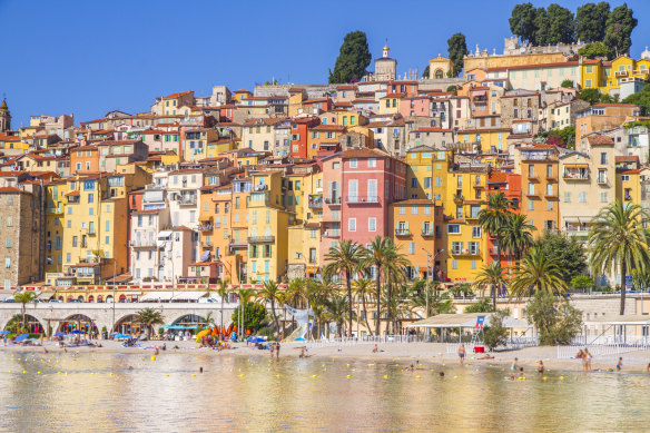 Candy-coloured Menton on the French Riviera.