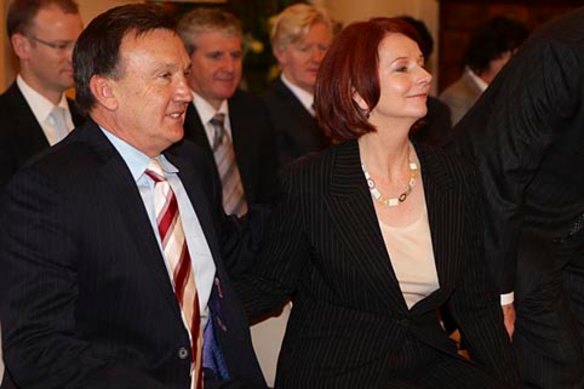 Prime Minister Julia Gillard with her boyfriend Tim Mathieson at Government House.