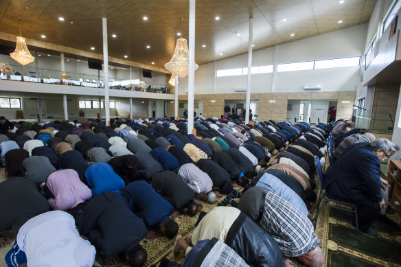 Call to prayer at the opening of the Ahmad Al Sabah Masjid and Islamic Education Centre, Canberra's largest mosque, in Monash