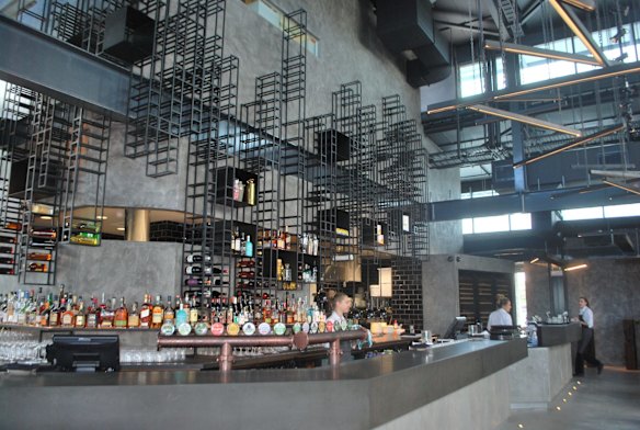 The bar at The Deck, the casual dining space at Ku De Ta Perth.
