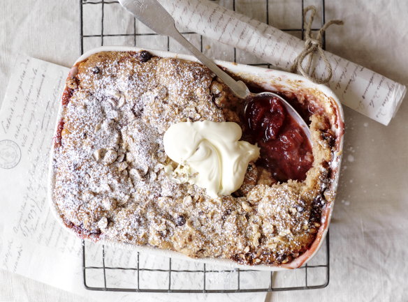 Plum cobbler and cream, one of the silver linings of lockdown for Richard Glover.