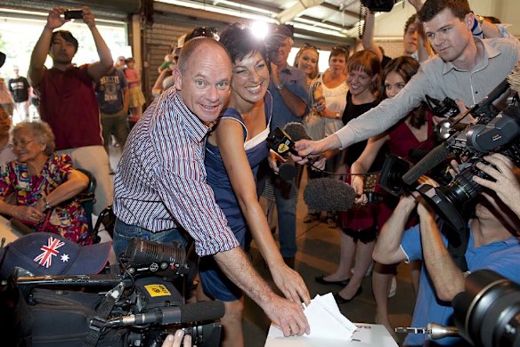 Campbell and Lisa Newman cast their votes. Photo: Harrison Saragossi